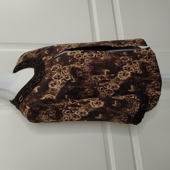 Frenzy by Theresa Renz women's medium open blazer lightweight brown accents - Picture 3 of 11